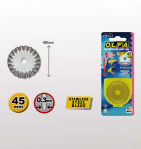 OLFA PIB45-1 Stainless Steel Pinking Blade, 45mm